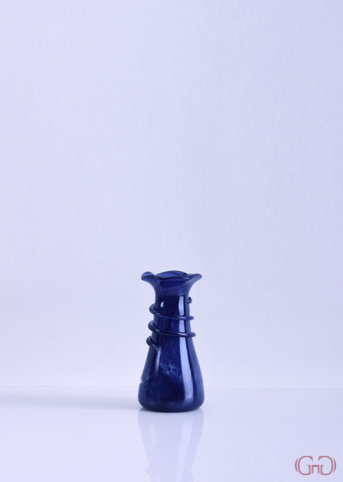 vase-glass-short-snake-twist-flower-top-17CM-blue